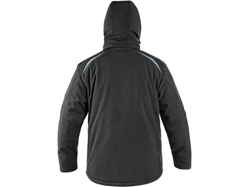 Kurtka softshell CANIS NORFOLK męska zimowa czarna niebiesko-czerwone wstawki HV 