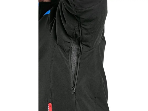 Kurtka softshell CANIS NORFOLK męska zimowa czarna niebiesko-czerwone wstawki HV 