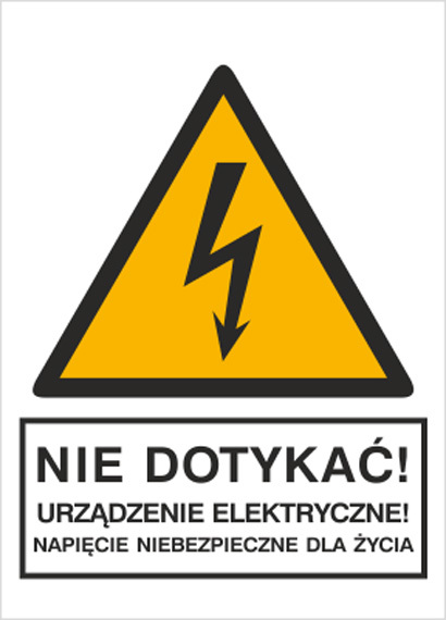 Tab.BP-Nie dotykać ! Urządzenie elektryczne! Napięcie niebezpieczne dla życia FS 105x148 8330-01 L