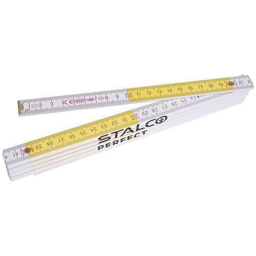 STALCO-Miara składana drewniania 2m biało-żółta STALCO PERFECT