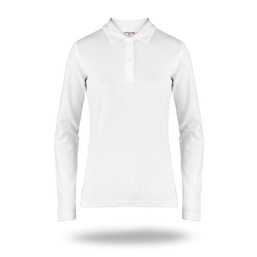 Koszulka polo z długim rękawem damska 42353 biała 20