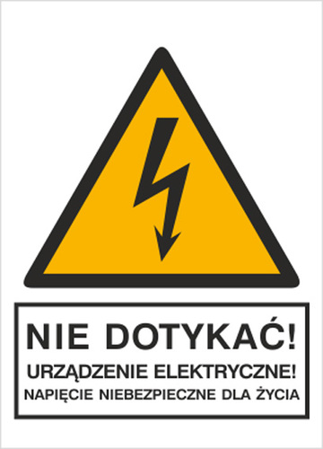 Tab.BP-Nie dotykać ! Urządzenie elektryczne! Napięcie niebezpieczne dla życia FS 105x148 8330-01 L
