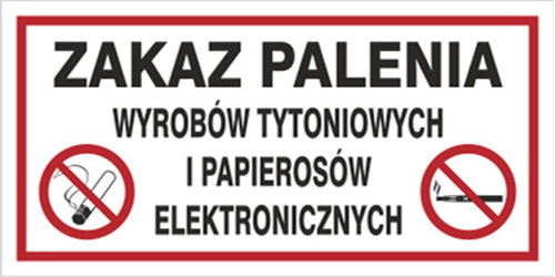 Tab.BP-Zakaz palenia wyrobów tyt.i papierosów elektronicznych 300x100 FS 8209-22 B