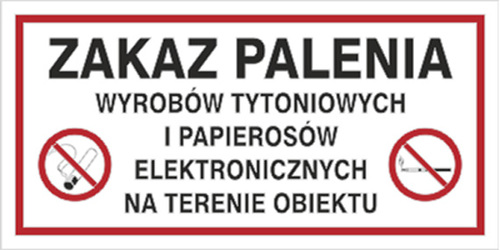 Tab.BP-Zakaz palenia wyrobów tyt.i papierosów elektronicznych na terenie obiektu 300x100 PT 9209-23 B