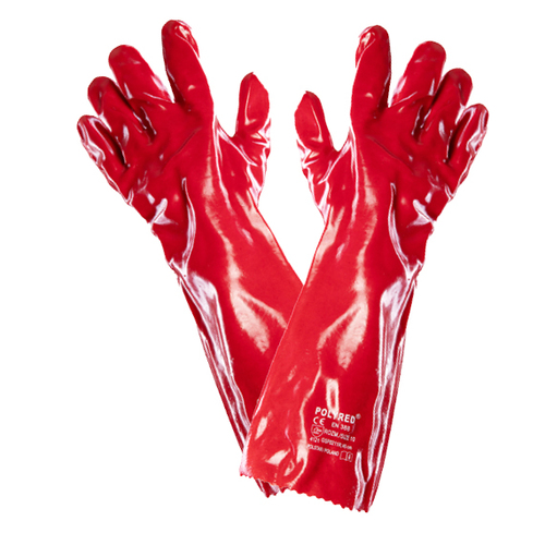 Rękawice powlekane PCV 45cm POLY RED DŁUGIE